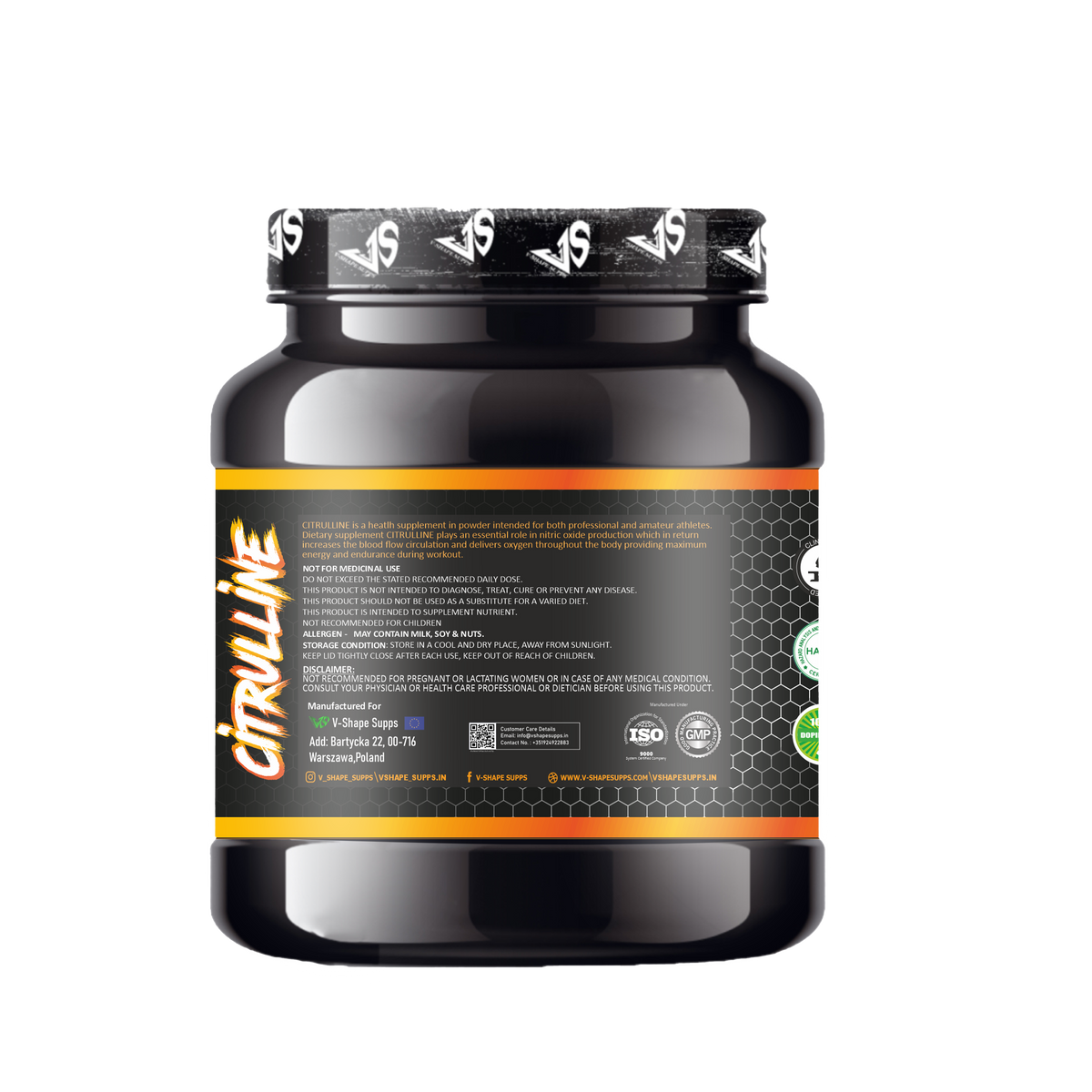 V-SHAPE Citrulline Malate 250Gm, 83 Servings - V-Shape Supps