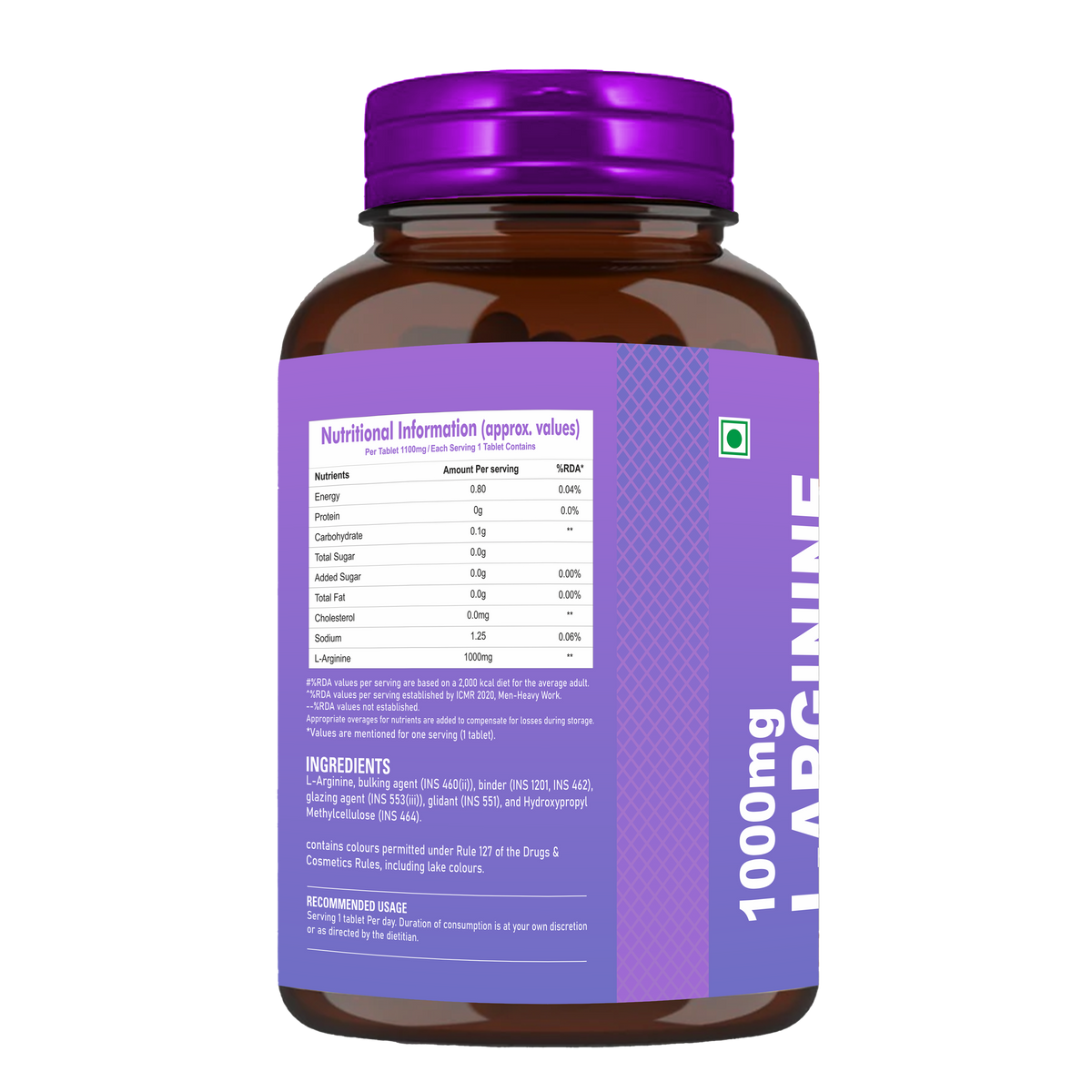 HelixLabz 1000mg L-Arginine: Advanced Nitric Oxide Booster (60 Tablets)