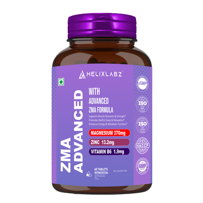 HelixLabz ZMA Advanced – Zinc, Magnesium & Vitamin B6 Supplement | Muscle Recovery, Strength & Sleep Support | 60 Tablets