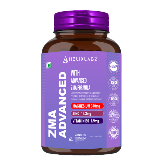 HelixLabz ZMA Advanced – Zinc, Magnesium & Vitamin B6 Supplement | Muscle Recovery, Strength & Sleep Support | 60 Tablets