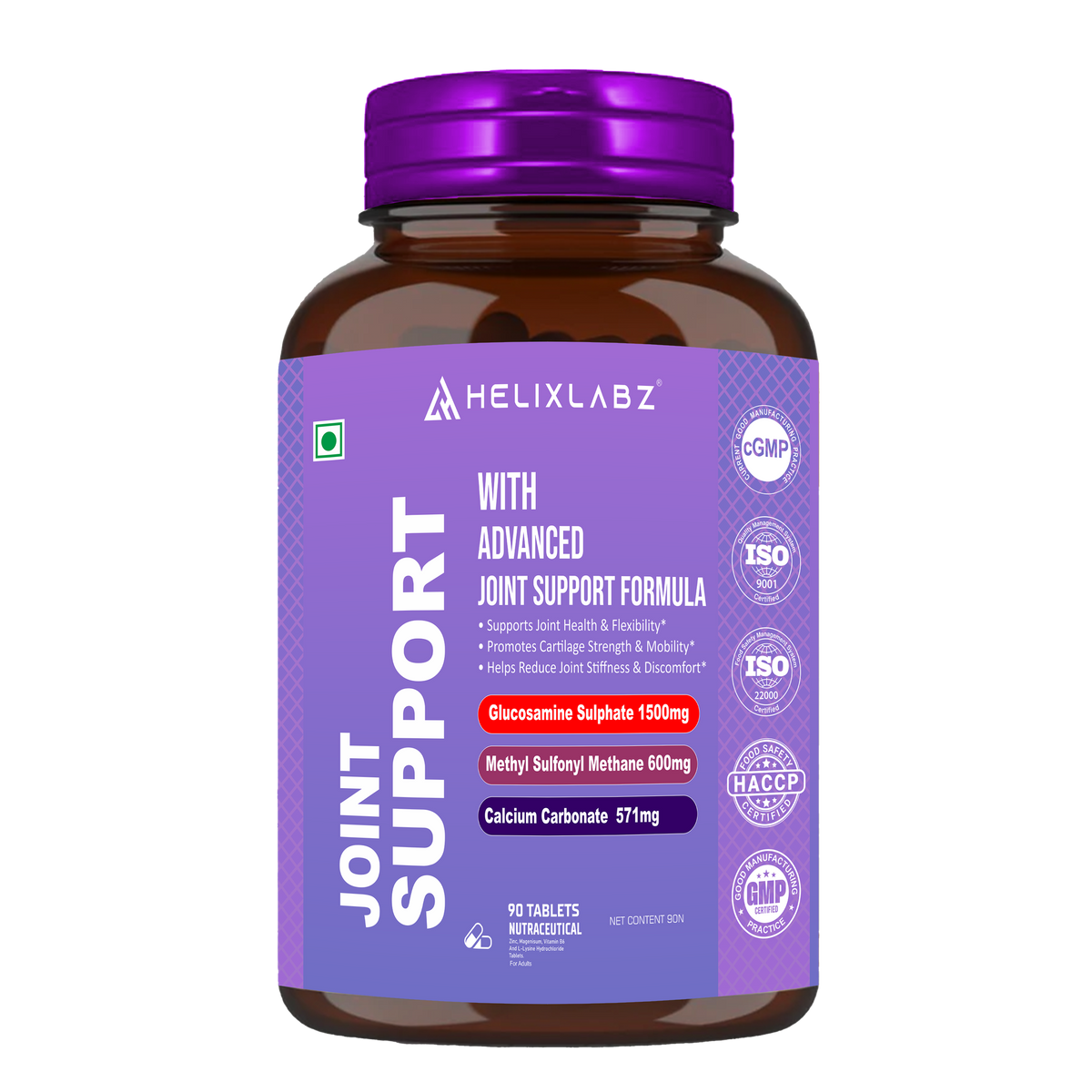 HelixLabz Joint Support Tablets – Advanced Joint Health Formula with Glucosamine, MSM & Calcium (90 Tablets)