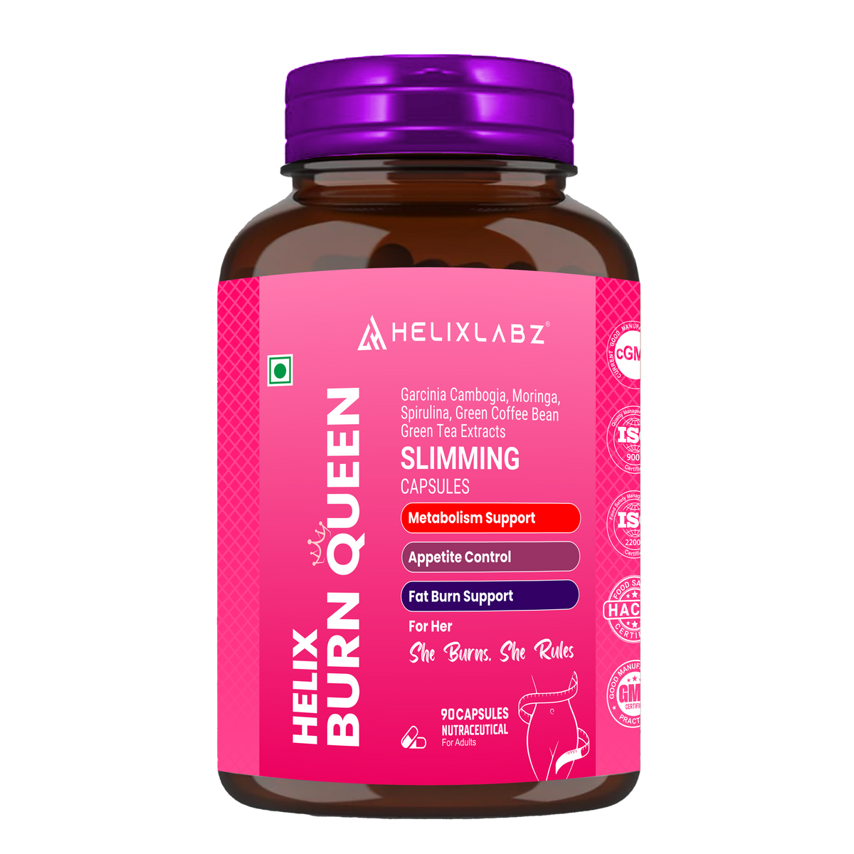 Burn Queen Slimming Capsules for Women (90 Veg Capsules)