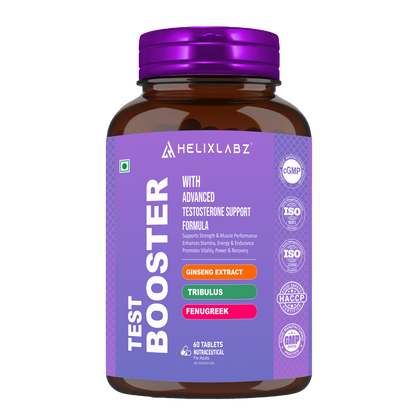 Helixlabz Test Booster Tablets for Men – Advanced Testosterone Support with Ginseng, Tribulus & Fenugreek (60 Tablets)