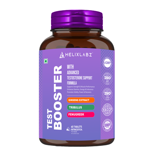 Helixlabz Test Booster Tablets for Men – Advanced Testosterone Support with Ginseng, Tribulus & Fenugreek (60 Tablets)