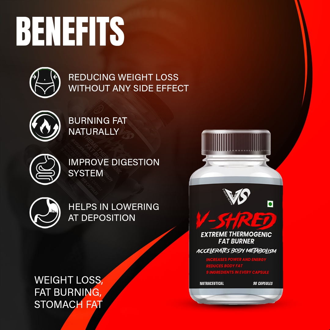 V-SHAPE V-Shred Extreme Thermogenic Fat Burner 90 Caps - V-Shape Supps