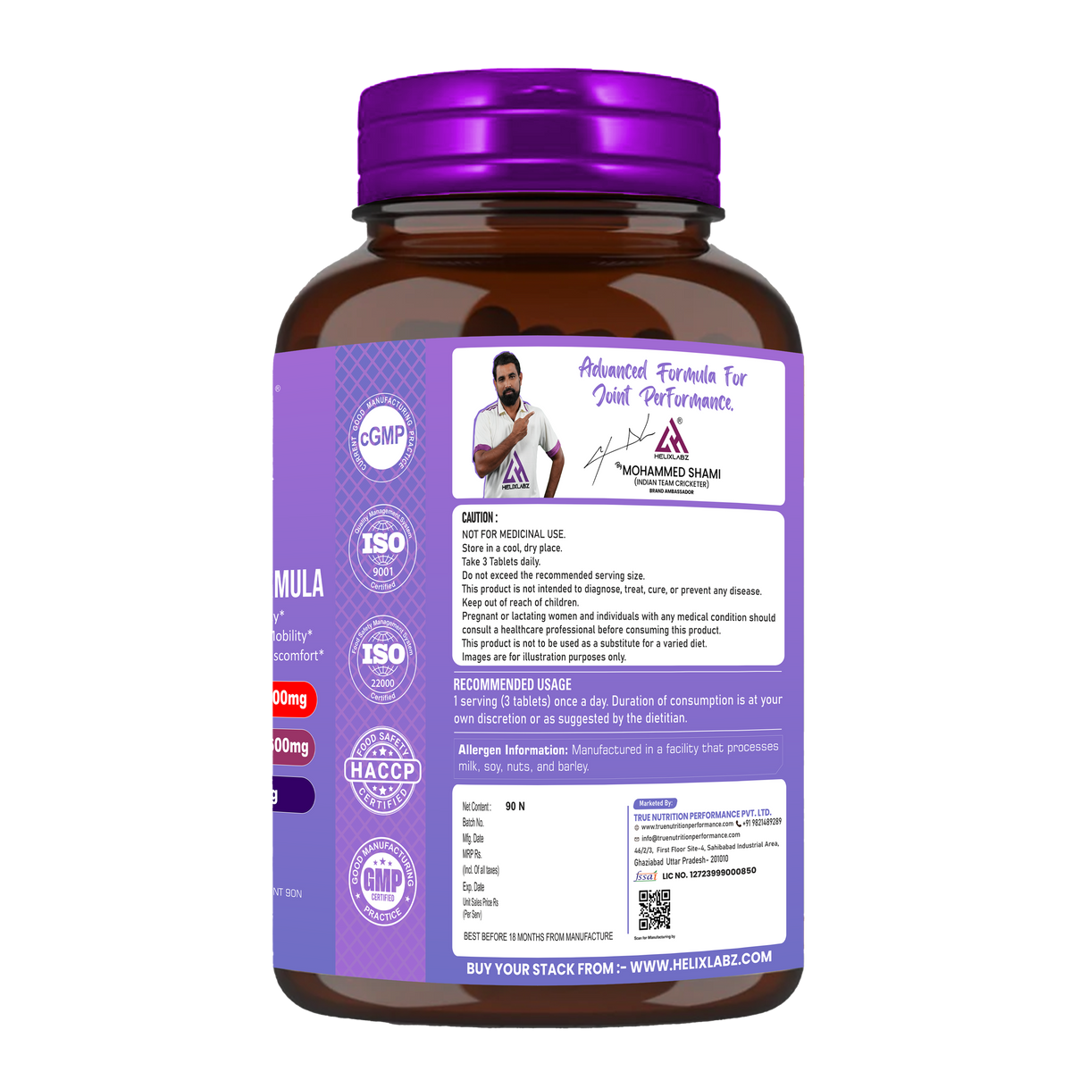 HelixLabz Joint Support Tablets – Advanced Joint Health Formula with Glucosamine, MSM & Calcium (90 Tablets)