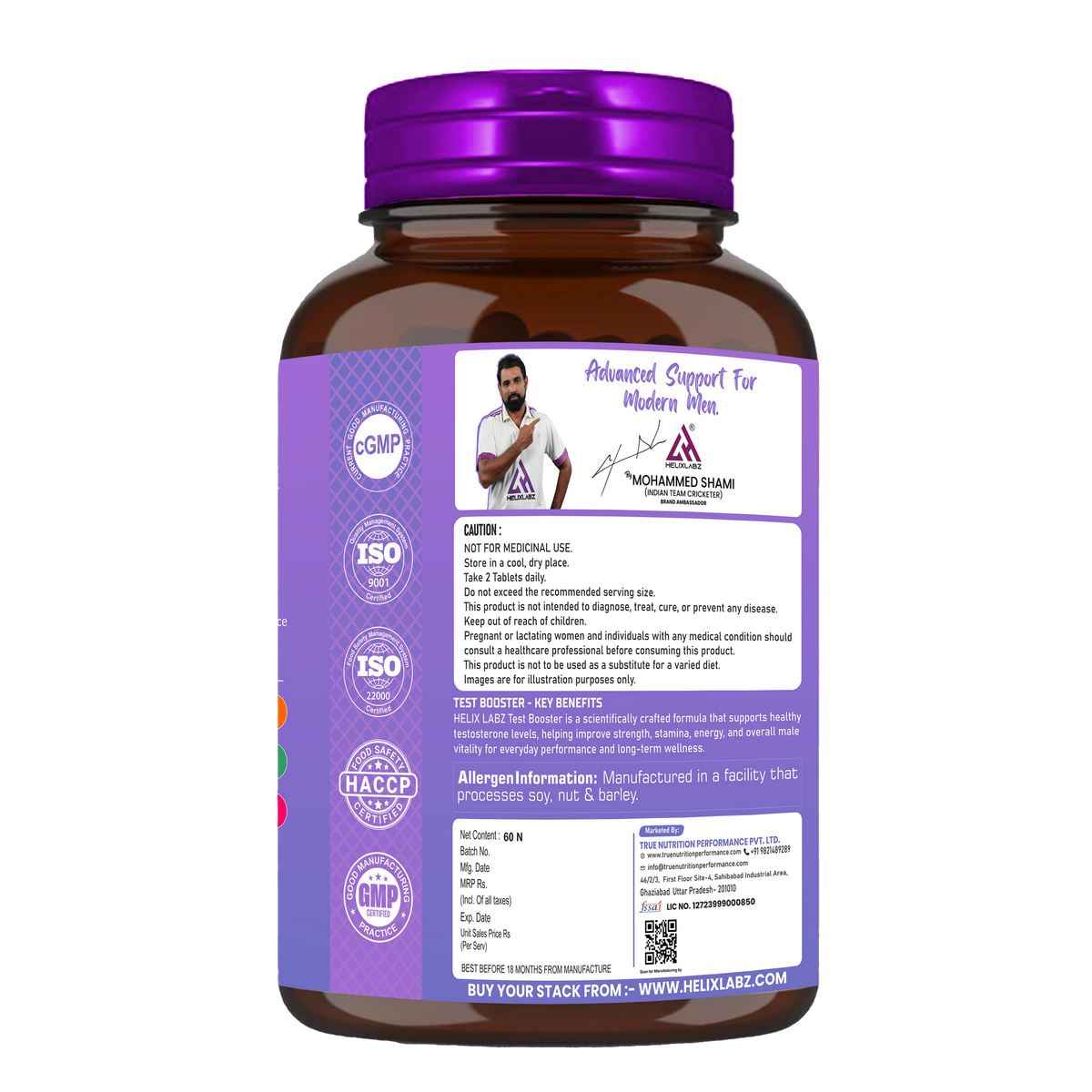 Helixlabz Test Booster Tablets for Men – Advanced Testosterone Support with Ginseng, Tribulus & Fenugreek (60 Tablets)