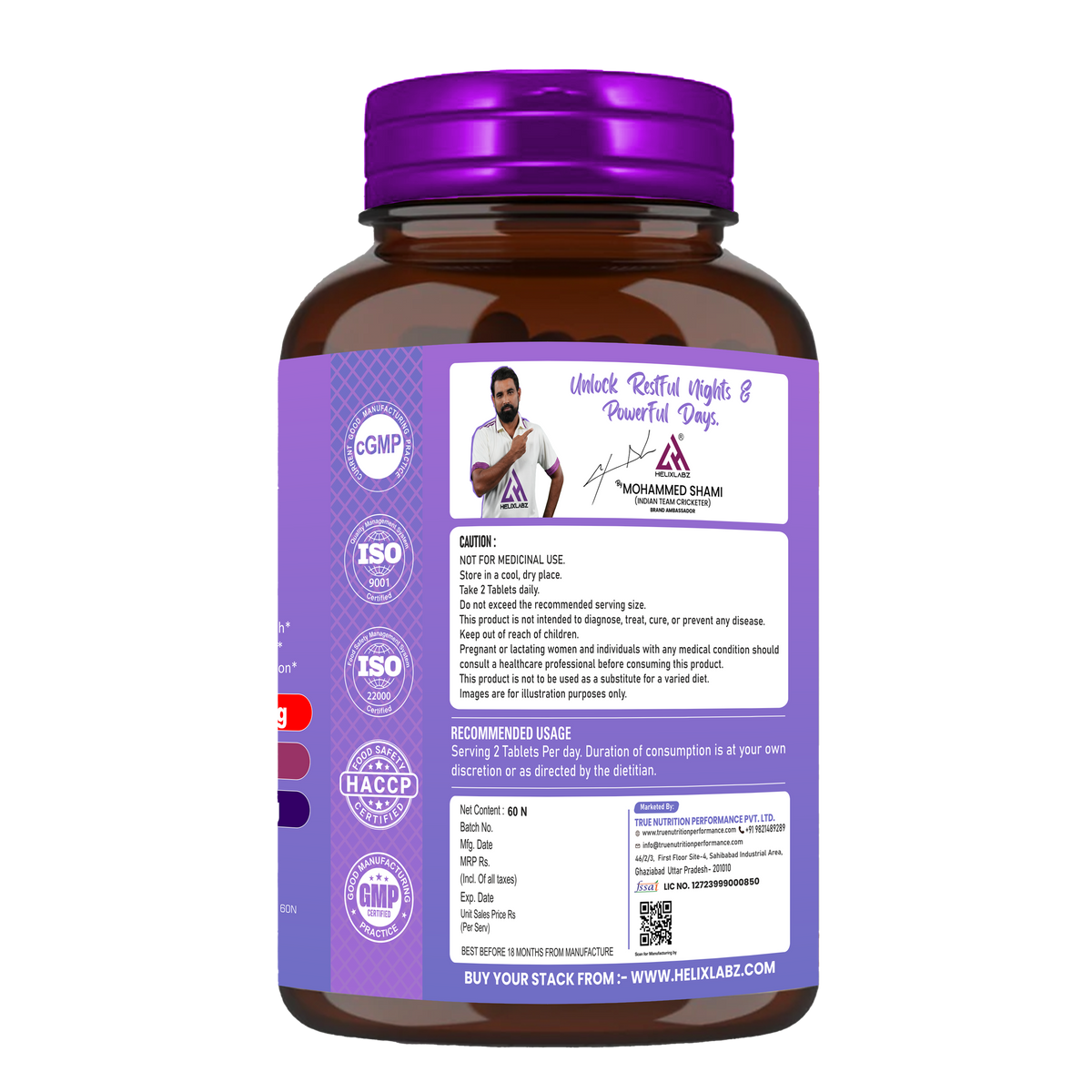 HelixLabz ZMA Advanced – Zinc, Magnesium & Vitamin B6 Supplement | Muscle Recovery, Strength & Sleep Support | 60 Tablets