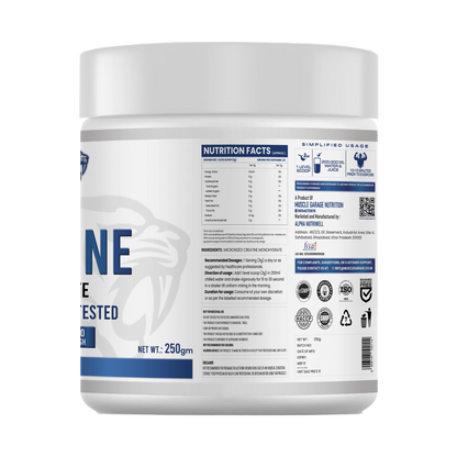 MG Creatine Monohydrate Powder – 250g (Unflavoured) | Ultra Pure HPLC-Tested