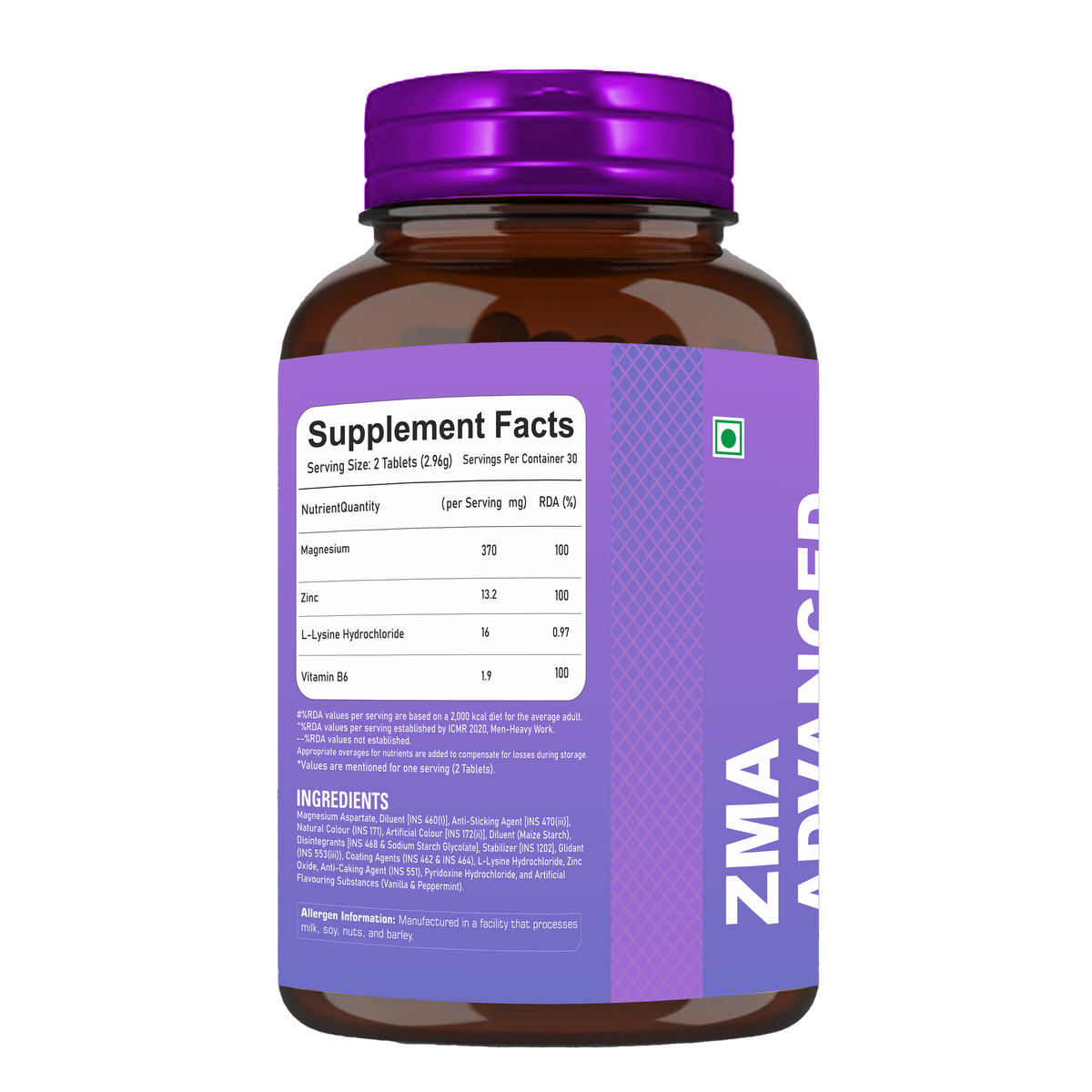 HelixLabz ZMA Advanced – Zinc, Magnesium & Vitamin B6 Supplement | Muscle Recovery, Strength & Sleep Support | 60 Tablets