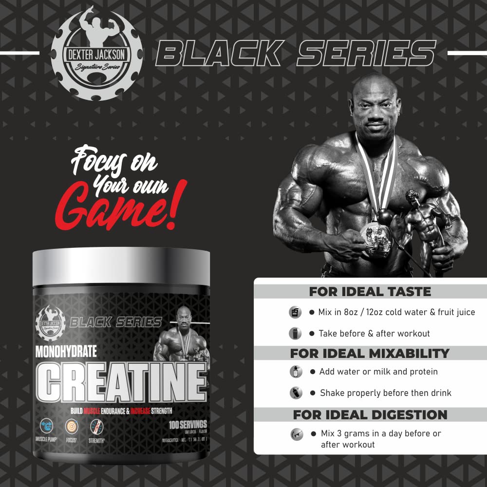 Dexter Jackson Black Series Monohydrate Creatine (300 Gm, 100 Servings)
