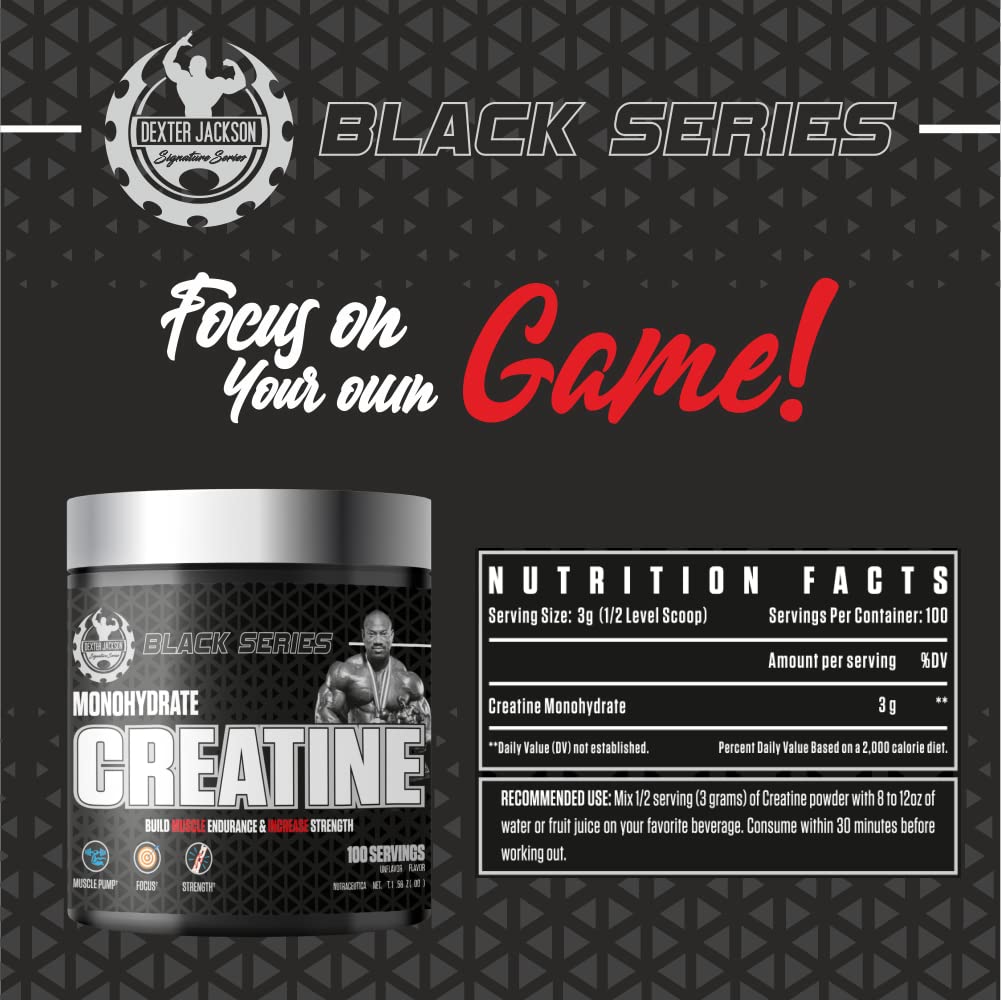 Dexter Jackson Black Series Monohydrate Creatine (300 Gm, 100 Servings)