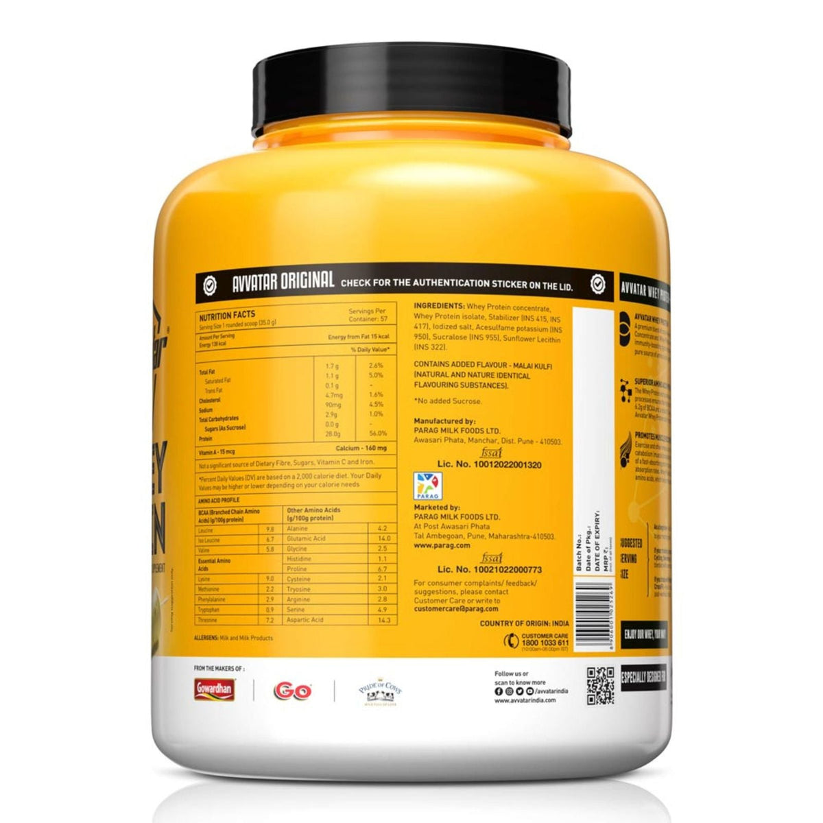 Avvatar Whey Protein 2 Kg, Free Shaker