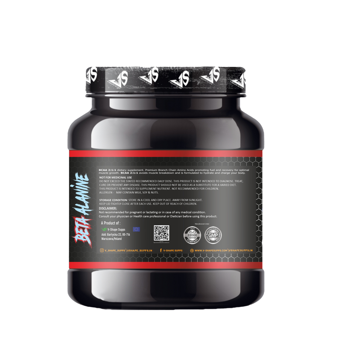 V-SHAPE Beta Alanine 250Gm, 83 Servings - V-Shape Supps