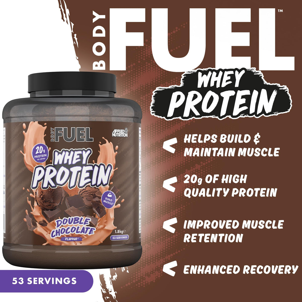 Applied Nutrition BodyFuel Whey Protein (20g Protein for Muscle Recovery & Weight Management) 1.8kg, 53 Servings