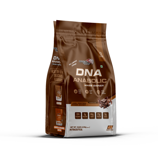 Brown package of DNA Anabolic Mass Gainer on a white background