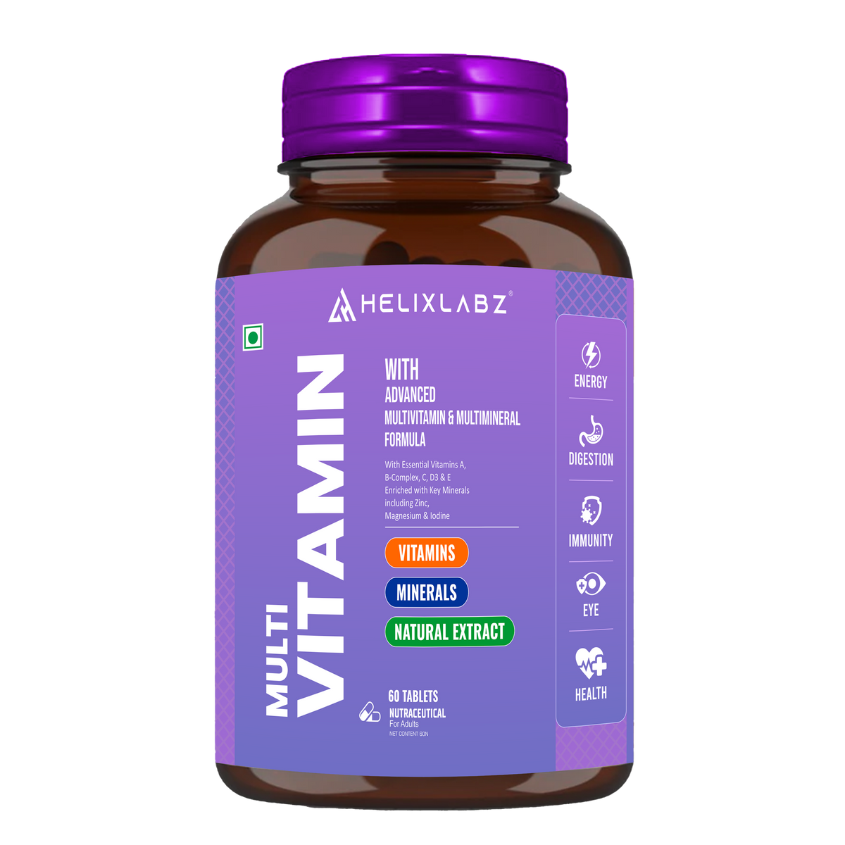 HelixLabz Advanced Multi Vitamin – Complete Multimineral & Multivitamin Formula (60 Tablets)