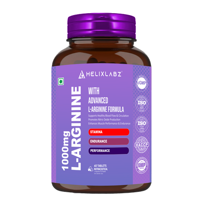 HelixLabz 1000mg L-Arginine: Advanced Nitric Oxide Booster (60 Tablets)