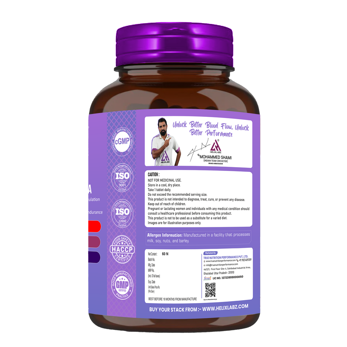 HelixLabz 1000mg L-Arginine: Advanced Nitric Oxide Booster (60 Tablets)