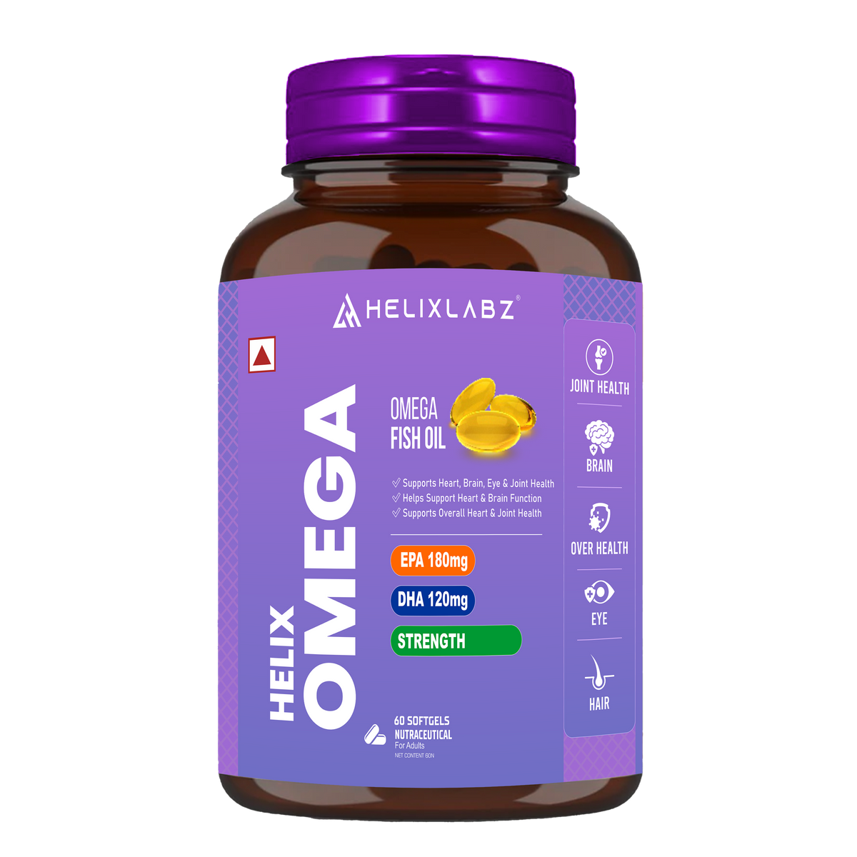 HelixLabz Omega - 1000mg Omega-3 Fish Oil | High-Performance Supplement for Athletes (60 Softgels)