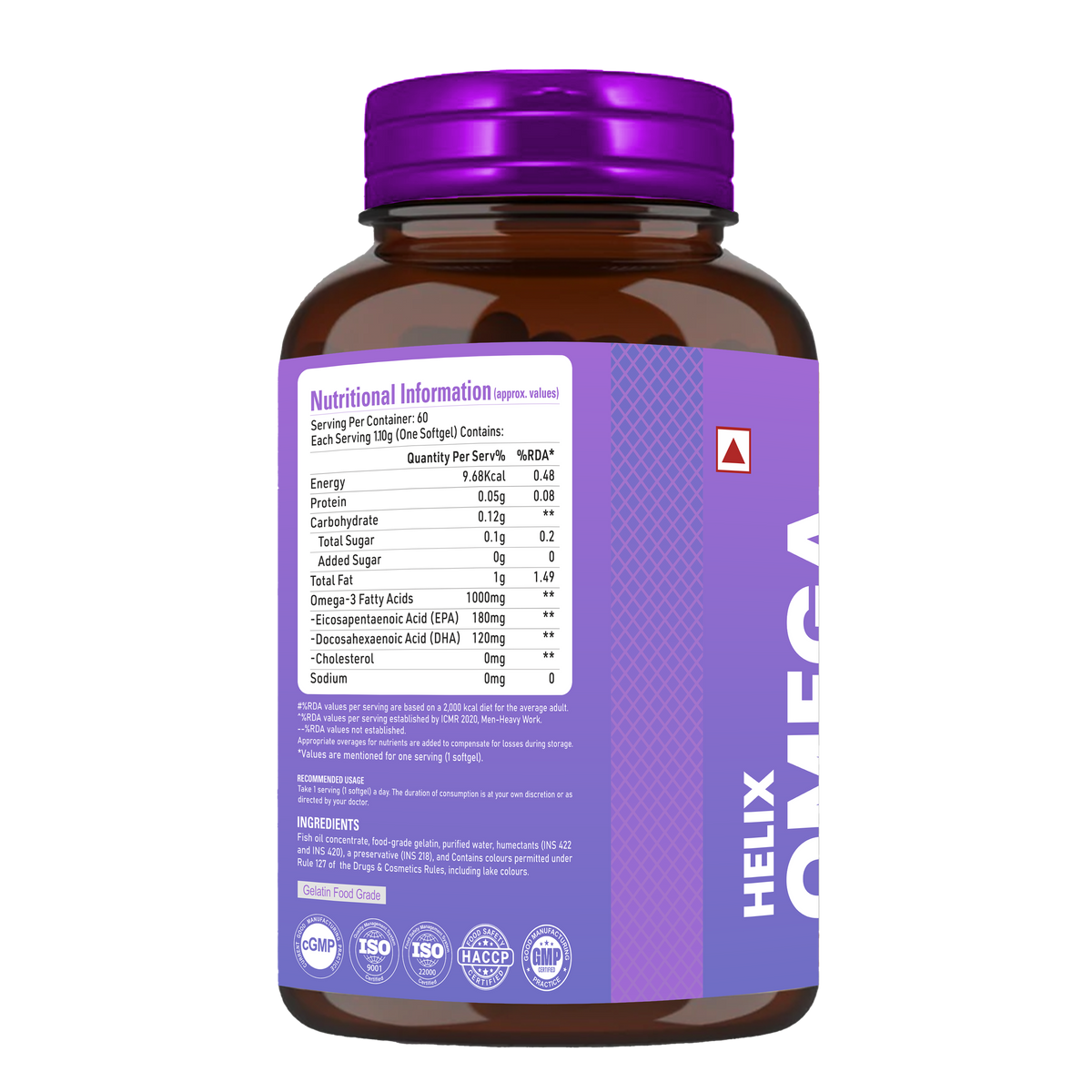 HelixLabz Omega - 1000mg Omega-3 Fish Oil | High-Performance Supplement for Athletes (60 Softgels)