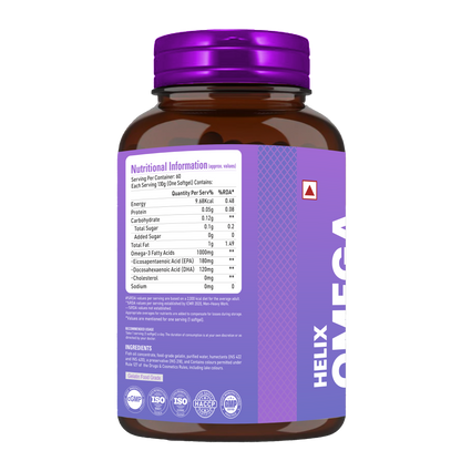 HelixLabz Omega - 1000mg Omega-3 Fish Oil | High-Performance Supplement for Athletes (60 Softgels)