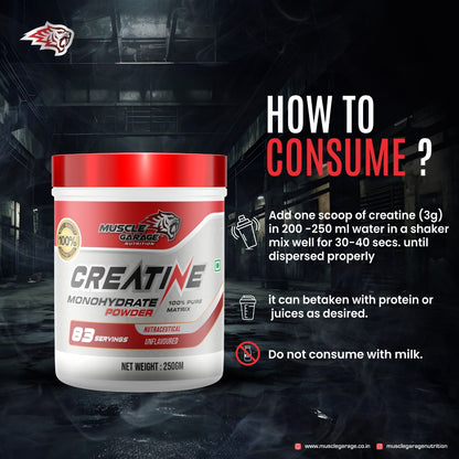 MG Creatine Monohydrate Powder – 250g (Unflavoured) | Ultra Pure HPLC-Tested