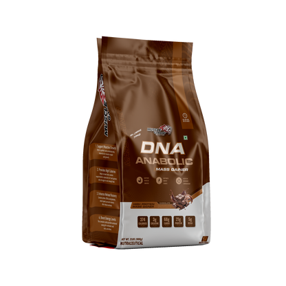 Brown package of DNA Anabolic Mass Gainer on a white background