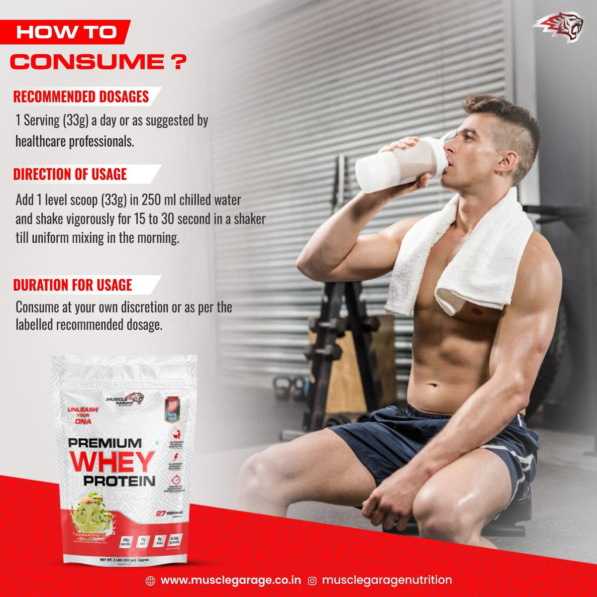 MG Premium Whey Protein 900Gm (2 Lbs)
