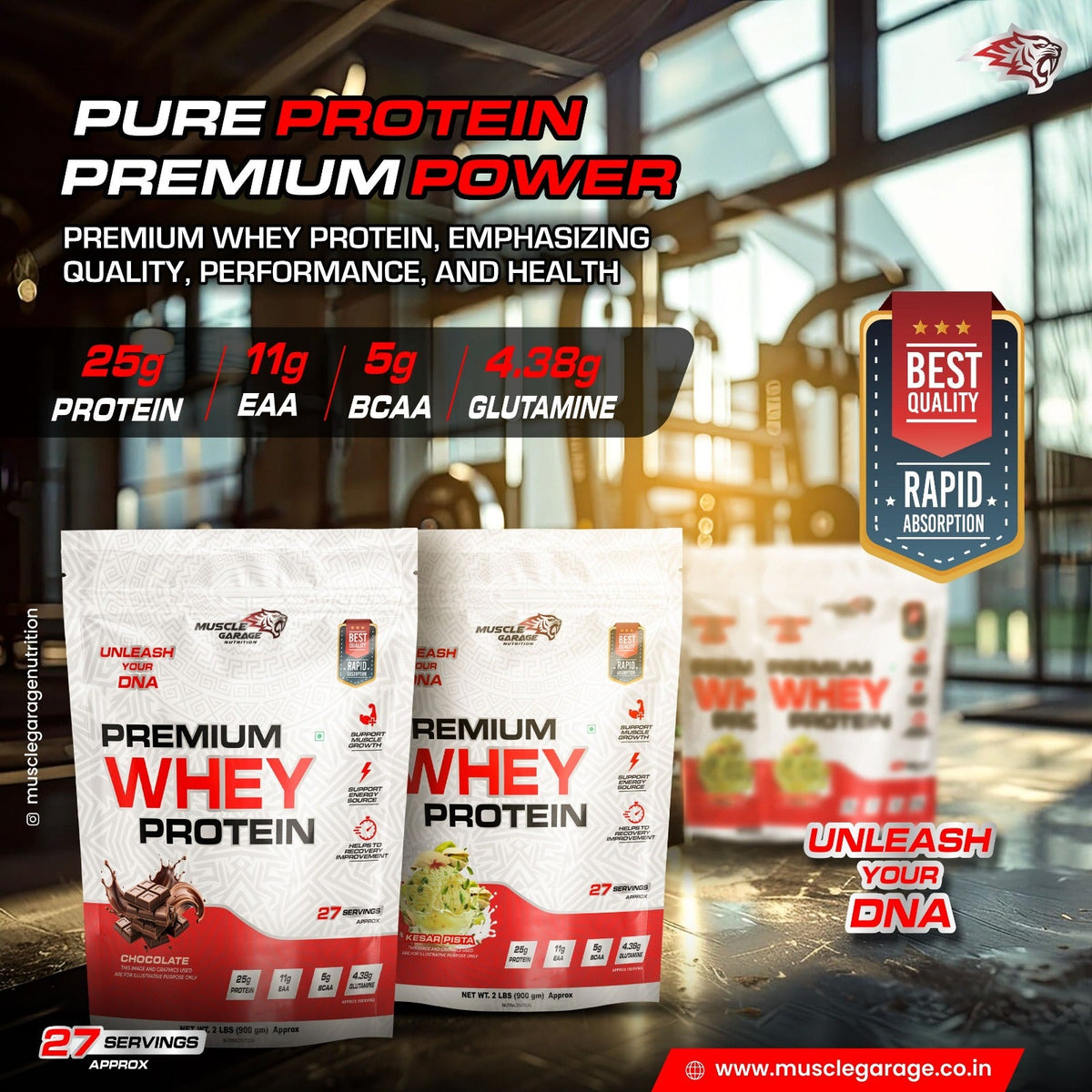 MG Premium Whey Protein 900Gm (2 Lbs)