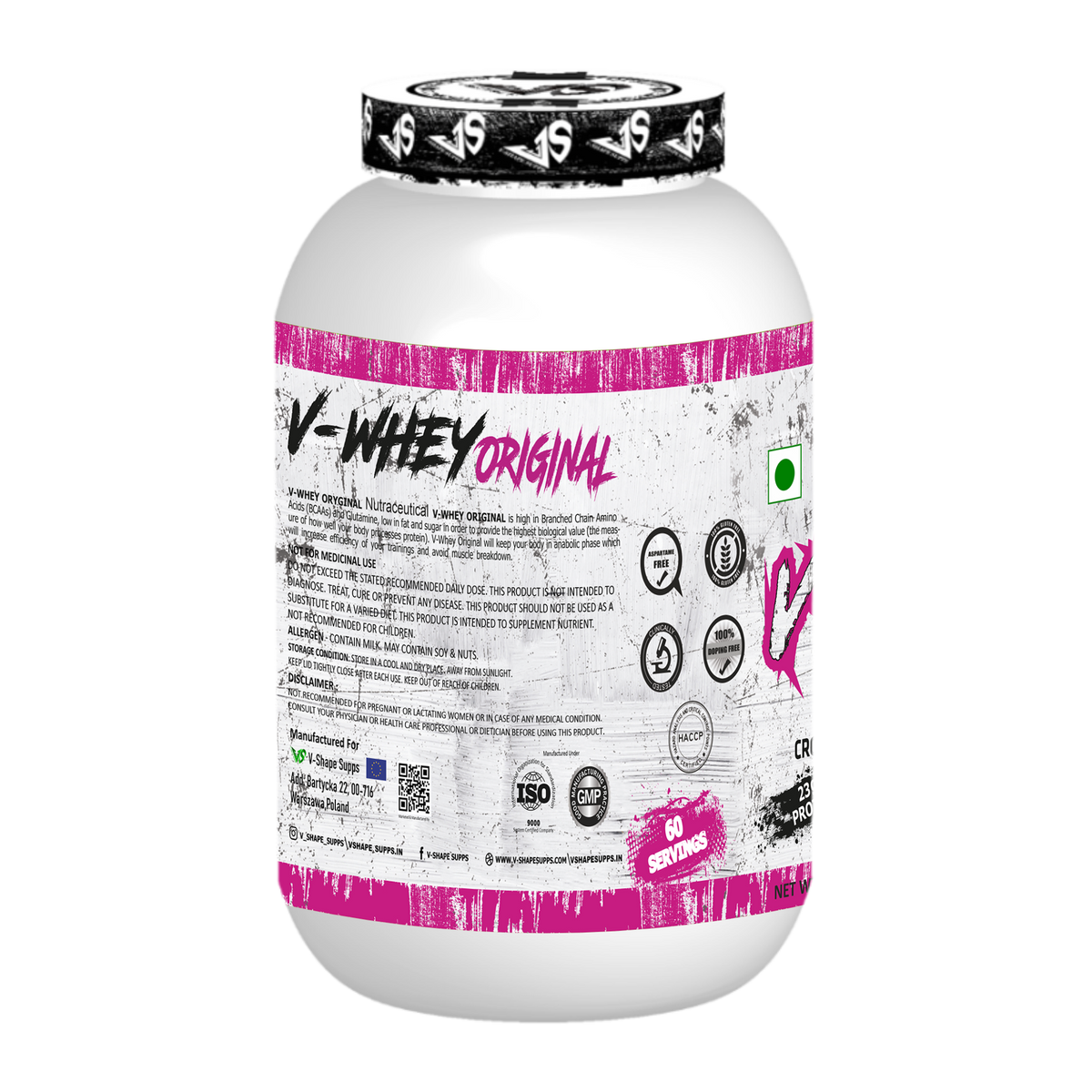V-SHAPE V-Whey Original- 1.8Kg, 75 Servings - V-Shape Supps